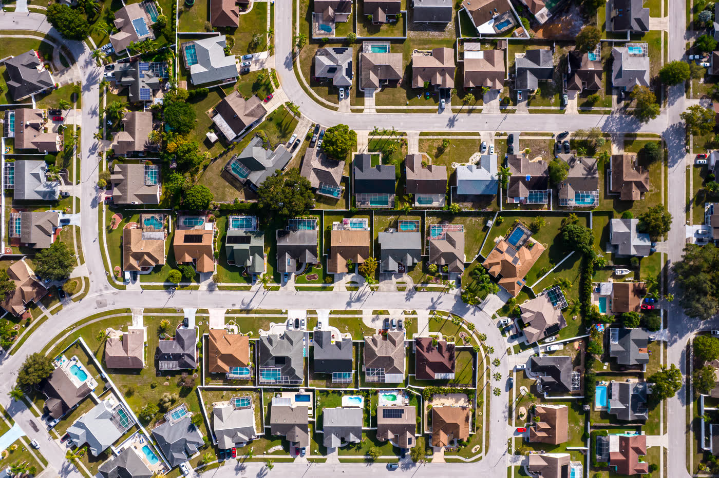 A Central Florida neighbourhood from the air