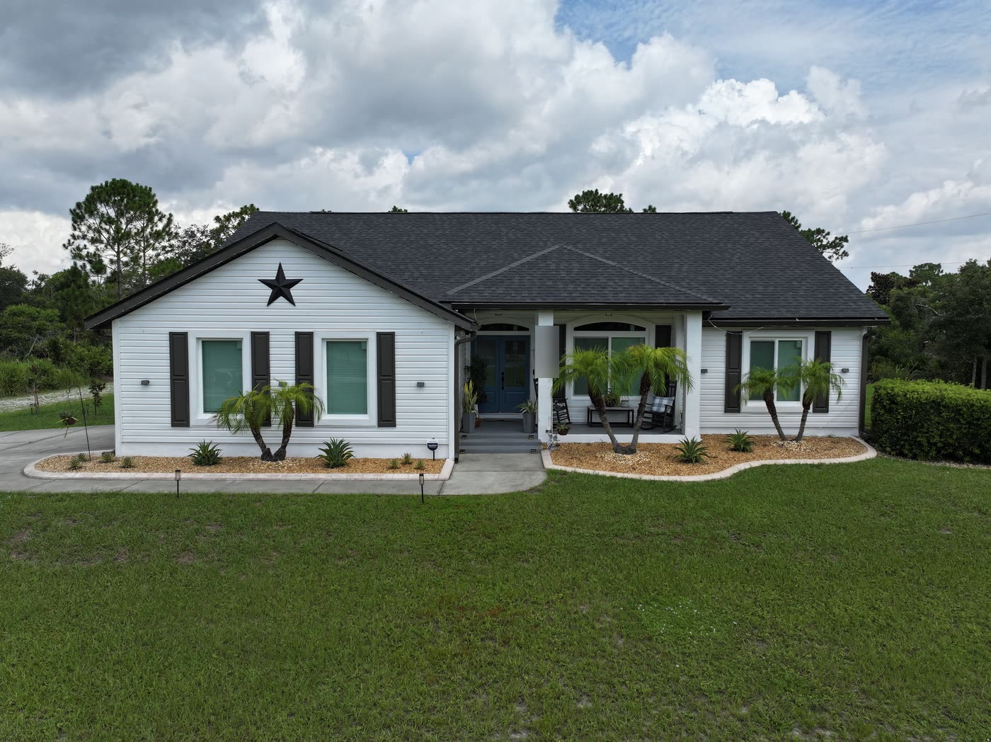 A completed Central Florida home photographed from the air